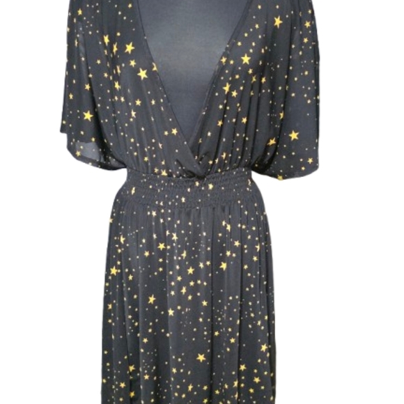 Torrid Black Gold Star Swim Cover-Up Dress | Surplice Dolman Sleeve Sz 3 NWOT - Picture 4 of 4